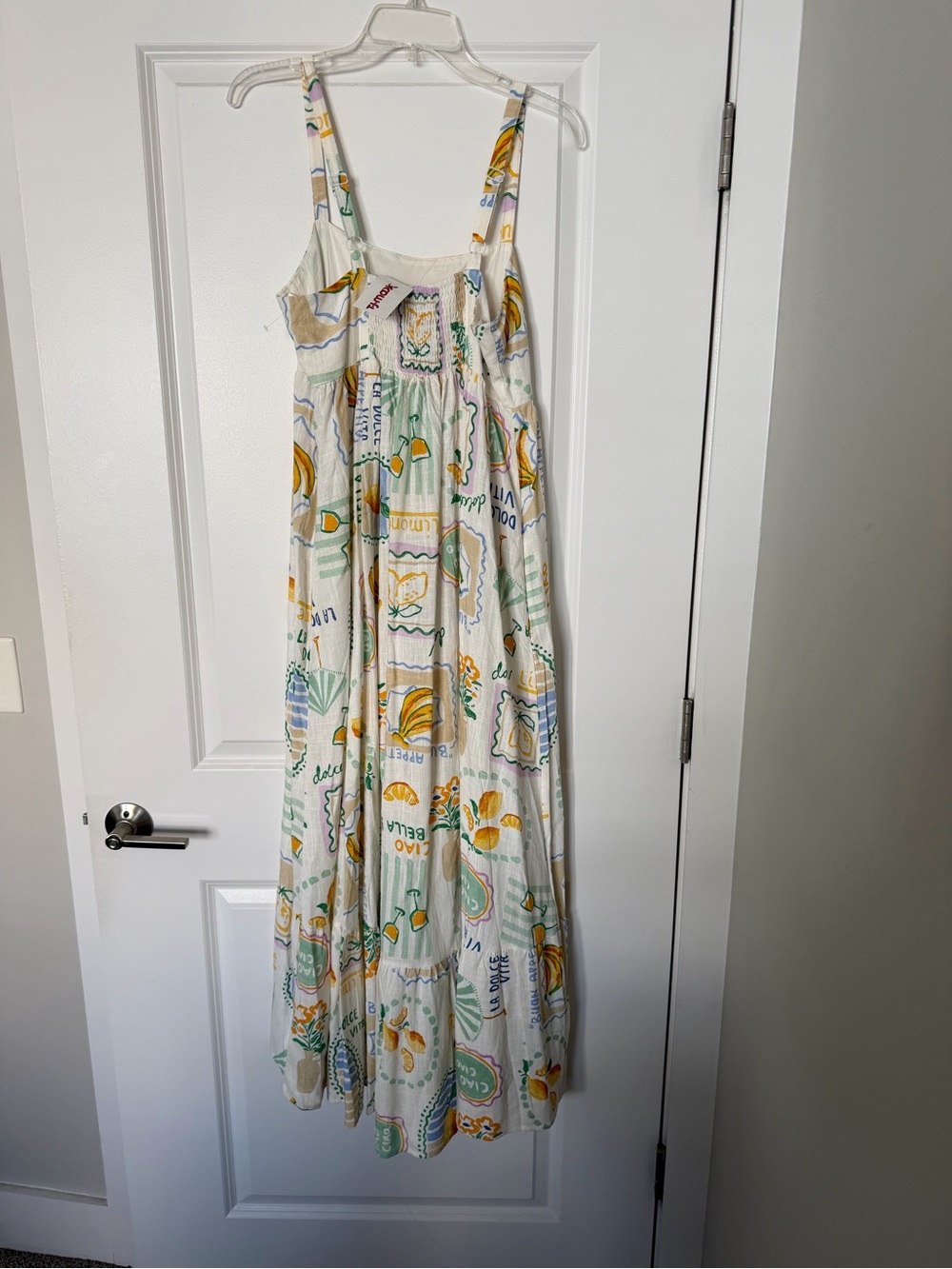 T.J.Maxx White Maxi Dress with Yellow Lemon Print - Picture 3 of 7